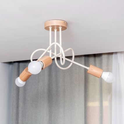 Plafoniera OXFORD 3xE27/15W/230V, finitura pino/crema