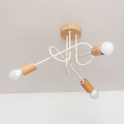 Plafoniera OXFORD 3xE27/15W/230V, finitura pino/crema