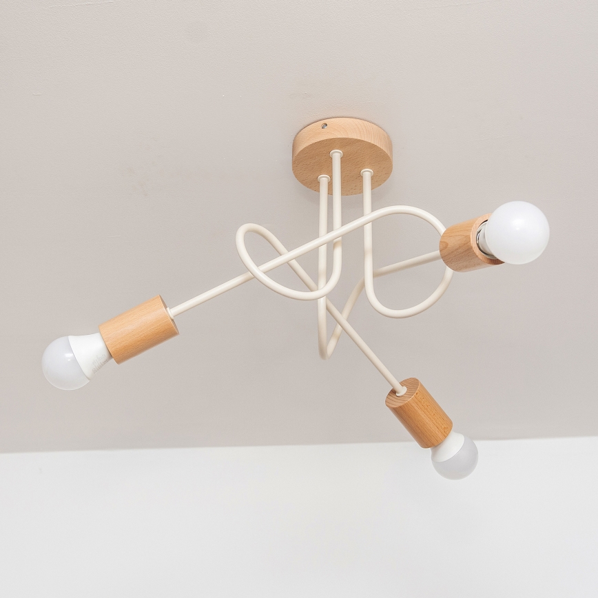 Plafoniera OXFORD 3xE27/15W/230V, finitura pino/crema