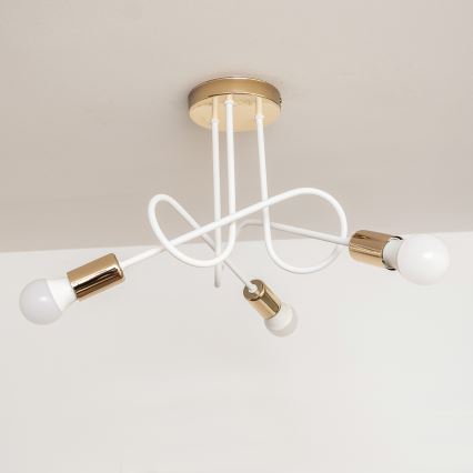 Plafoniera OXFORD 3xE27/15W/230V oro/bianco