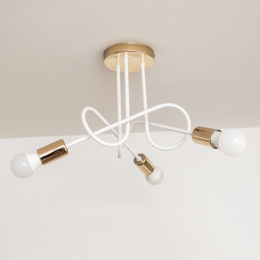 Plafoniera OXFORD 3xE27/15W/230V oro/bianco