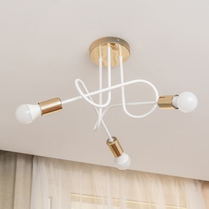 Plafoniera OXFORD 3xE27/15W/230V oro/bianco