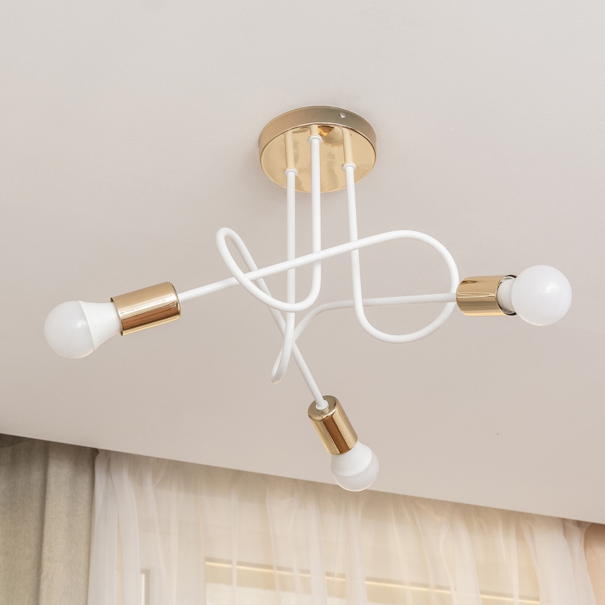Plafoniera OXFORD 3xE27/15W/230V oro/bianco