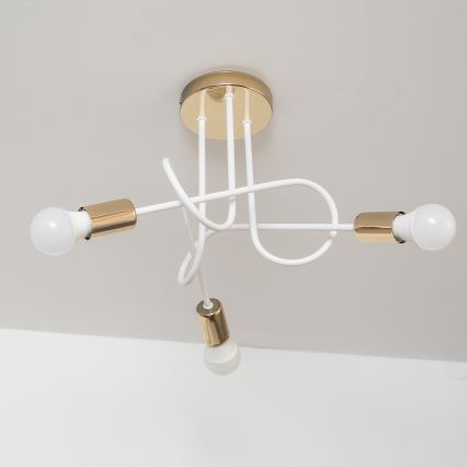 Plafoniera OXFORD 3xE27/15W/230V oro/bianco