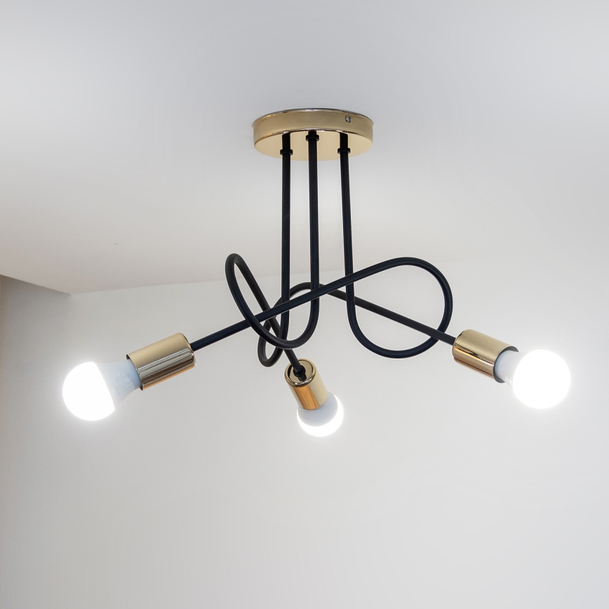 Plafoniera OXFORD 3xE27/15W/230V oro/nero