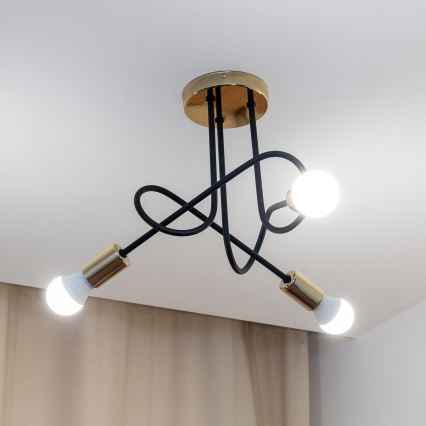 Plafoniera OXFORD 3xE27/15W/230V oro/nero