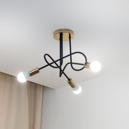 Plafoniera OXFORD 3xE27/15W/230V oro/nero