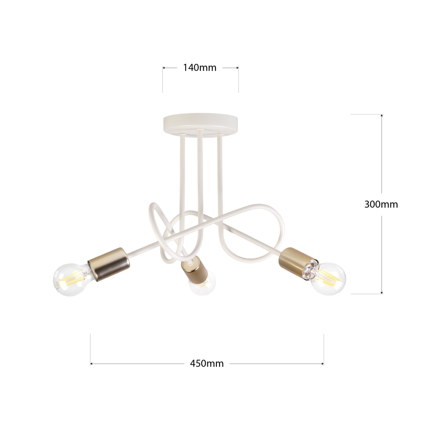 Plafoniera OXFORD 3xE27/15W/230V ottone/bianco