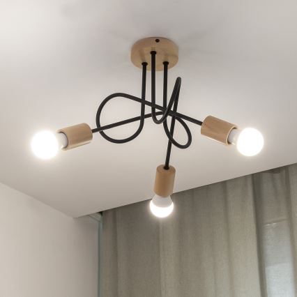 Plafoniera OXFORD 3xE27/15W/230V pino/nero