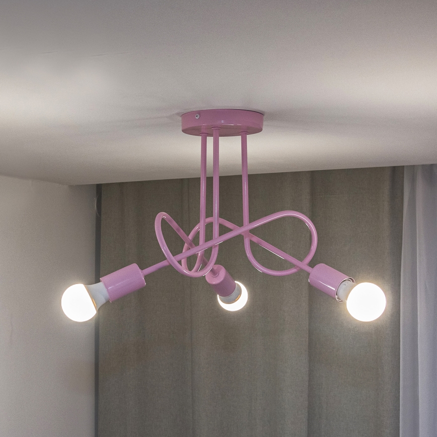 Plafoniera OXFORD 3xE27/15W/230V rosa