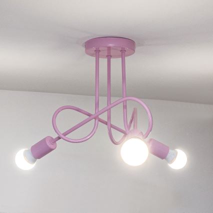 Plafoniera OXFORD 3xE27/15W/230V rosa