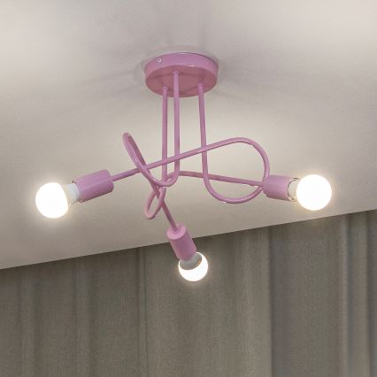 Plafoniera OXFORD 3xE27/15W/230V rosa