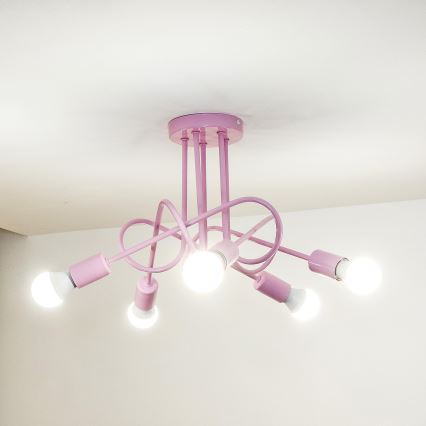 Plafoniera OXFORD 5xE27/15W/230V rosa