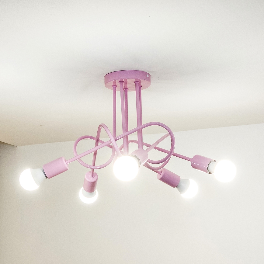 Plafoniera OXFORD 5xE27/15W/230V rosa