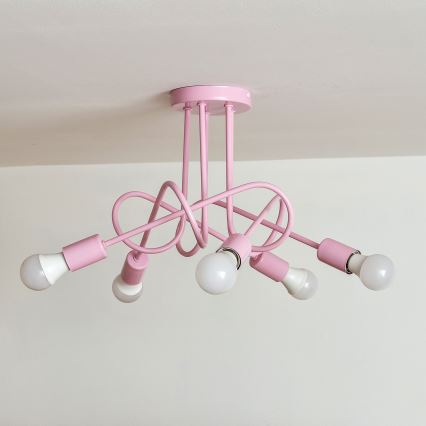 Plafoniera OXFORD 5xE27/15W/230V rosa