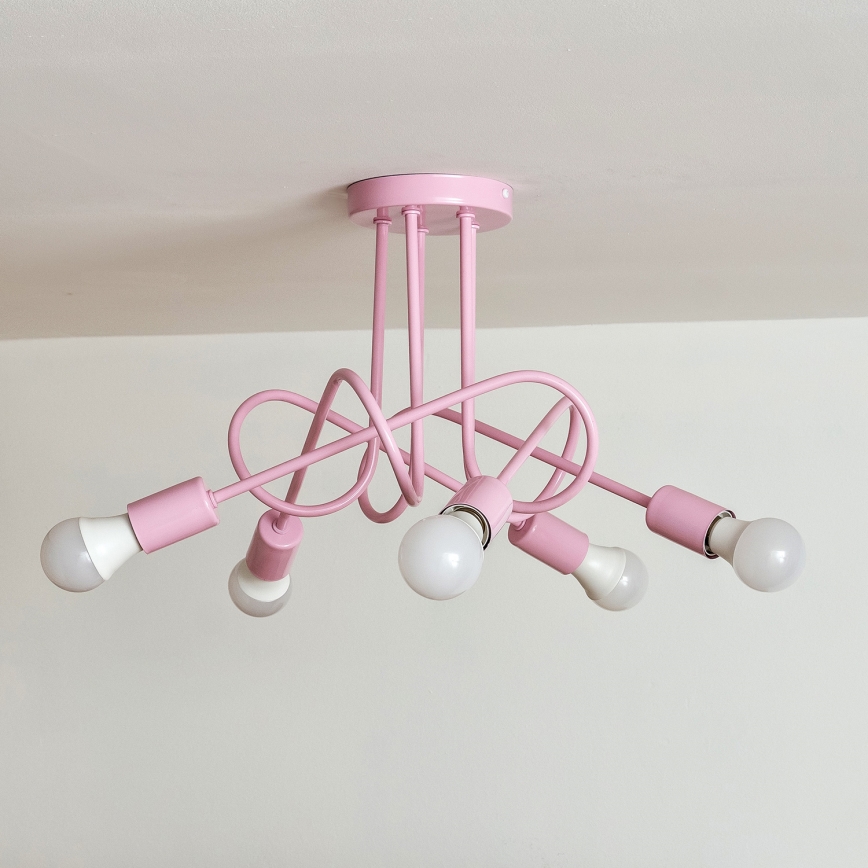 Plafoniera OXFORD 5xE27/15W/230V rosa