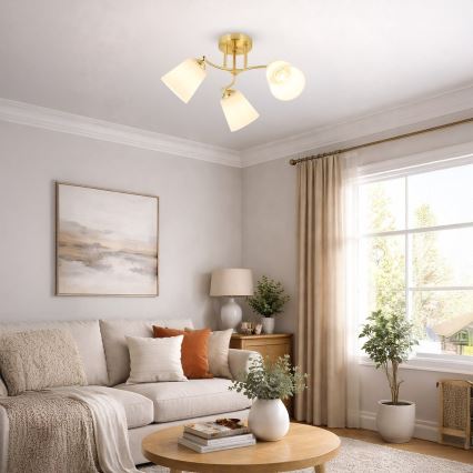 Plafoniera PAFOS 3xE27/15W/230V, finitura oro