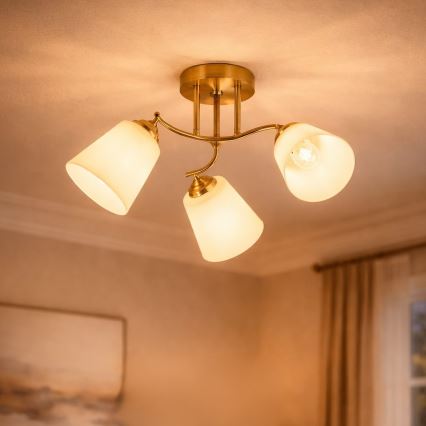 Plafoniera PAFOS 3xE27/15W/230V, finitura oro