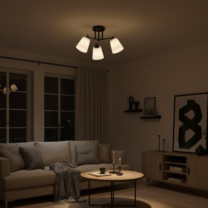 Plafoniera PAFOS 3xE27/15W/230V nero