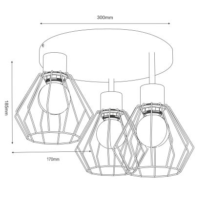 Plafoniera PARKLA 3xE27/15W/230V beige/oro