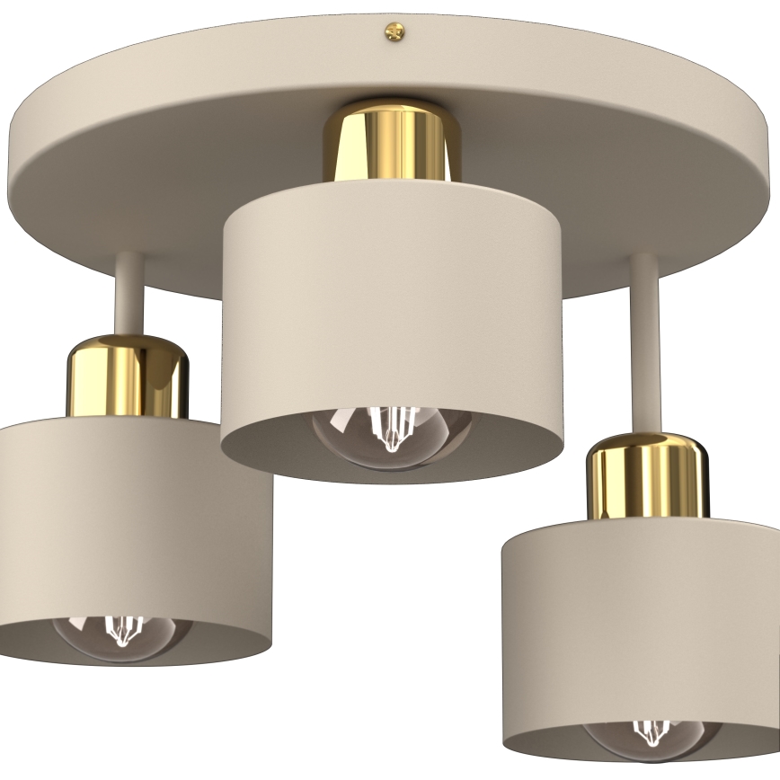 Plafoniera PARKLA 3xE27/15W/230V beige/oro