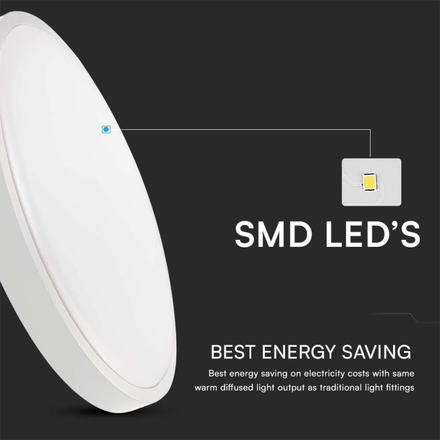 Plafoniera per bagno LED/18W/230V 3000K IP44 Ø 25 cm bianca