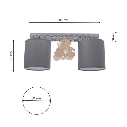 Plafoniera per bambini BEAR 2xE27/60W/230V