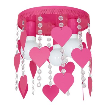 Plafoniera per bambini ELZA cuore 3xE27/60W/230V rosa scuro