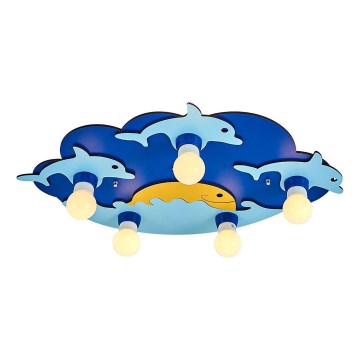 Plafoniera per bambini LUCCA 5xE27/24W/230V blu