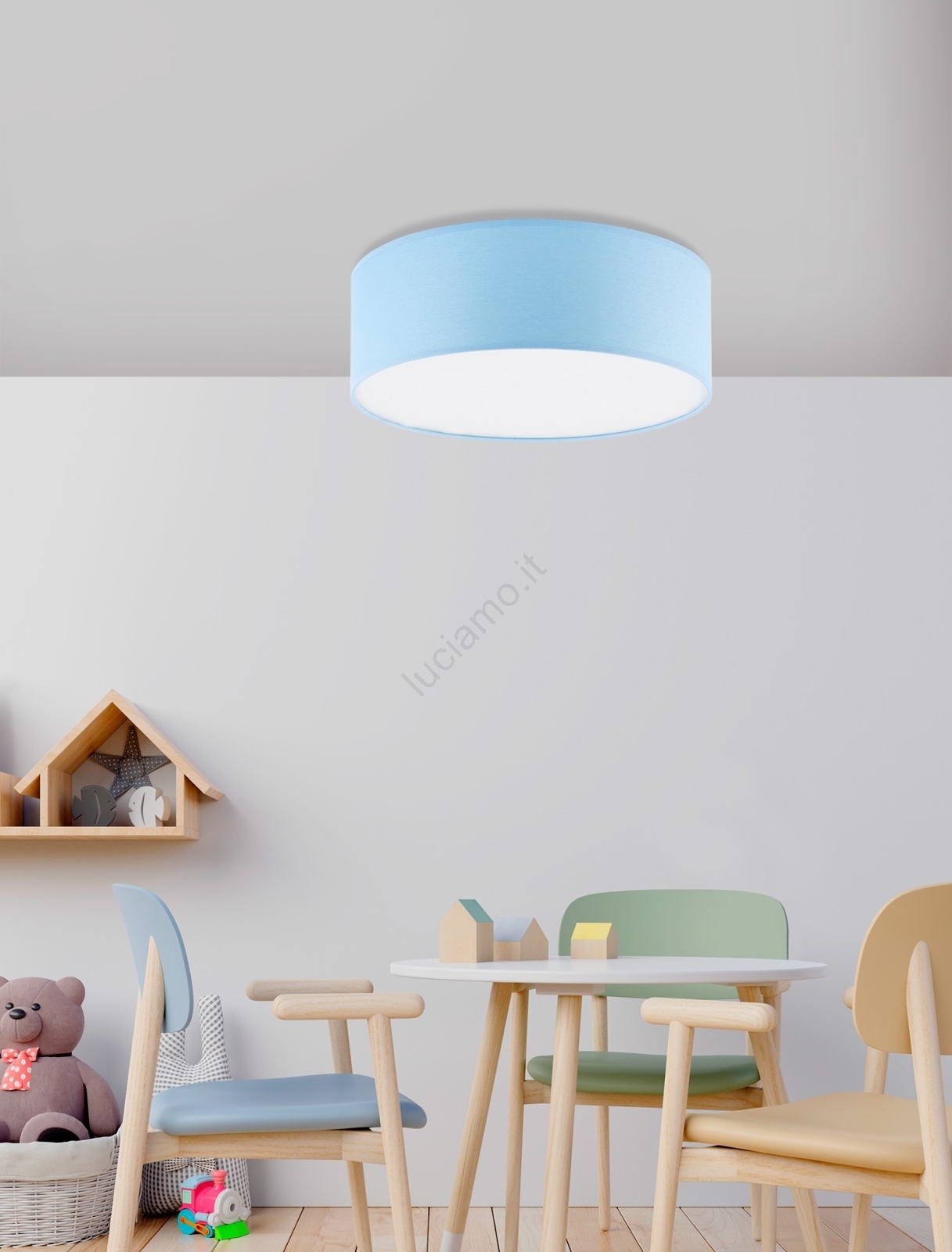 Lampadario LED Per Bambini OXFORD Helam 4 Luci E27, Multicolore In Metallo, Altezza 37 Cm, 230V