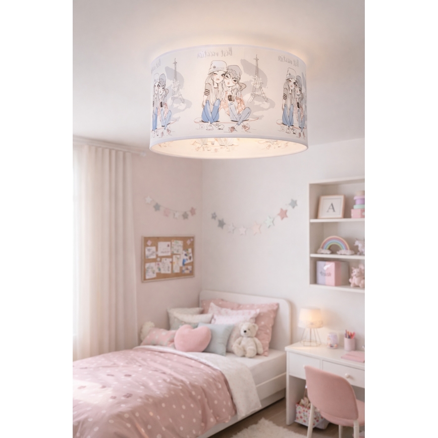 Plafoniera per cameretta GIRLS VIBES 1xE27/60W/230V Ø 40 cm Paris