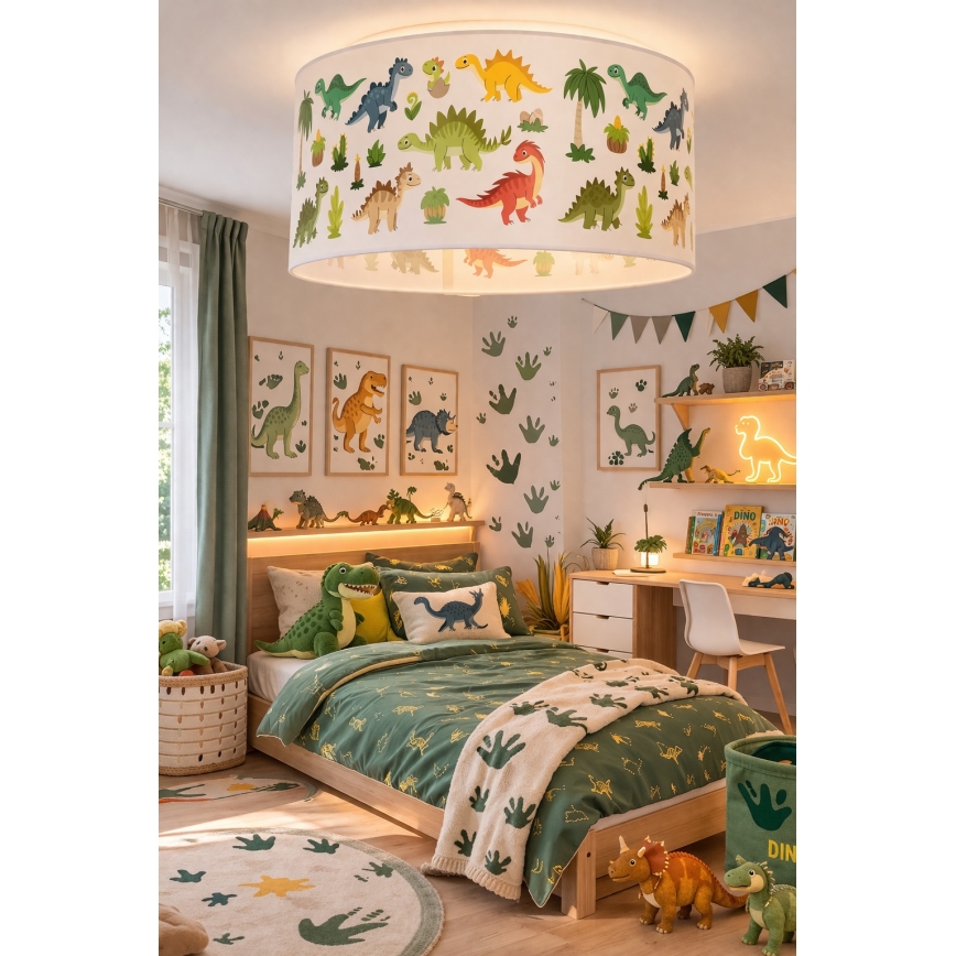 Plafoniera per cameretta KIDS ROOM 1xE27/60W/230V Ø 40 cm dinosauro