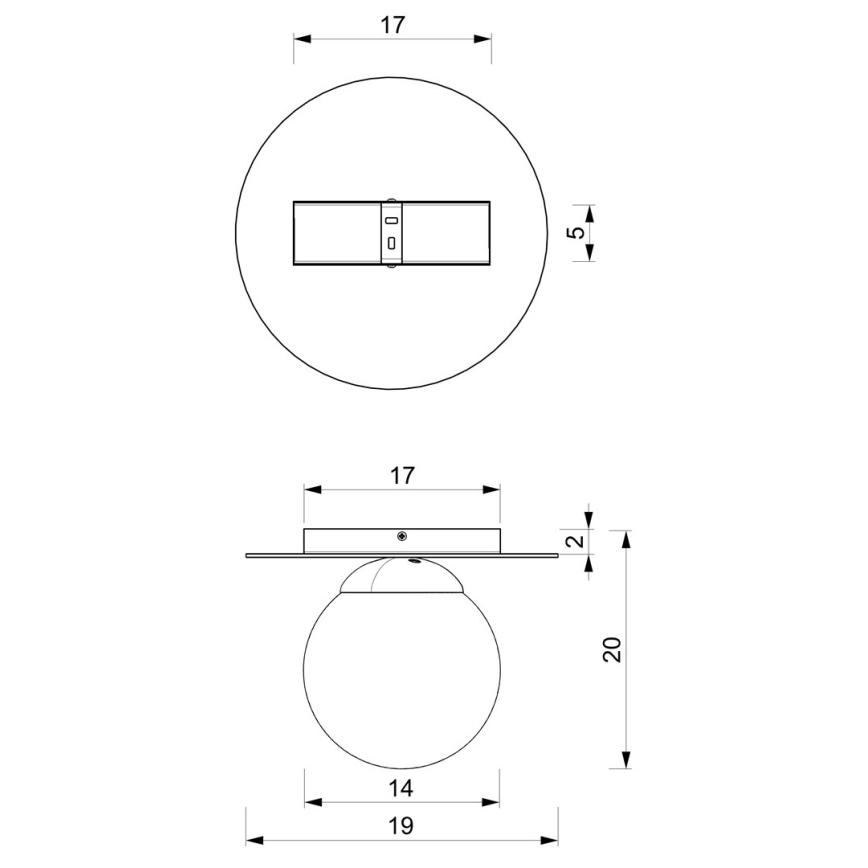 Plafoniera PLATO 1xE14/40W/230V d. 19 cm