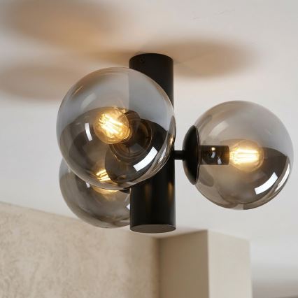 Plafoniera SFERIO 3xE14/5W/230V nero/nero fumé