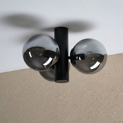 Plafoniera SFERIO 3xE14/5W/230V nero/nero fumé