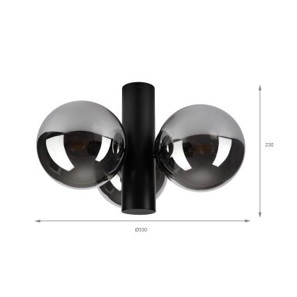 Plafoniera SFERIO 3xE14/5W/230V nero/nero fumé
