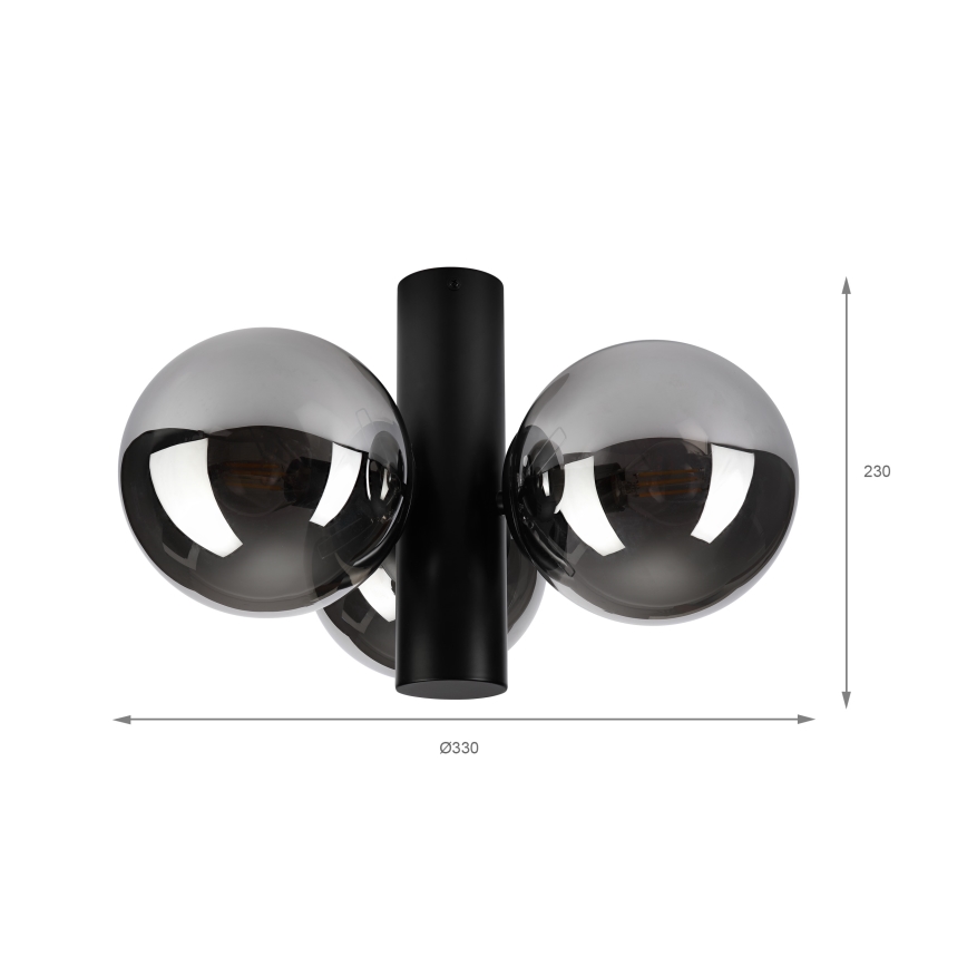 Plafoniera SFERIO 3xE14/5W/230V nero/nero fumé
