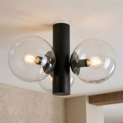 Plafoniera SFERIO 3xE14/5W/230V nero/trasparente