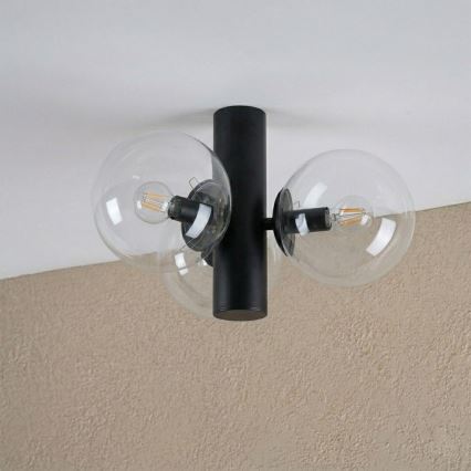 Plafoniera SFERIO 3xE14/5W/230V nero/trasparente