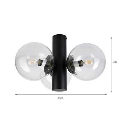 Plafoniera SFERIO 3xE14/5W/230V nero/trasparente
