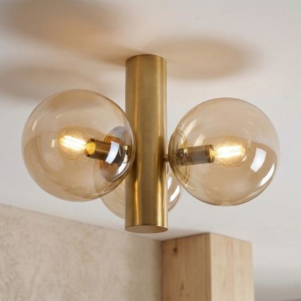 Plafoniera SFERIO 3xE14/5W/230V ottone/beige fumé