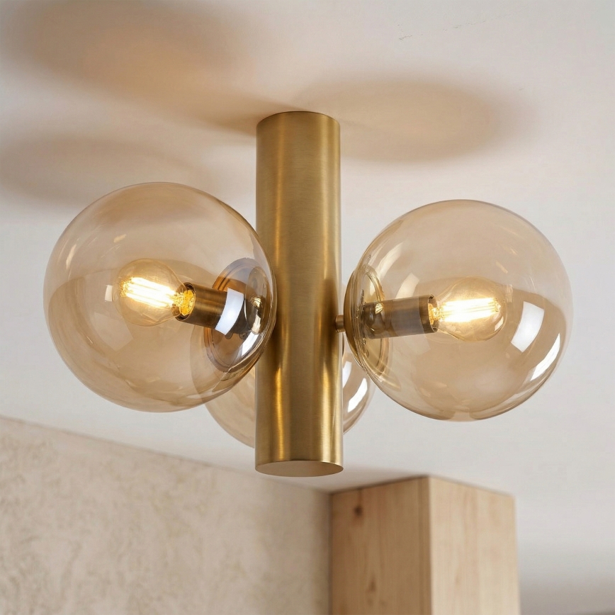 Plafoniera SFERIO 3xE14/5W/230V ottone/beige fumé