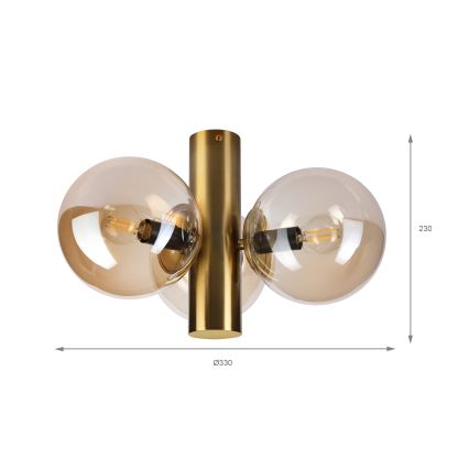 Plafoniera SFERIO 3xE14/5W/230V ottone/beige fumé