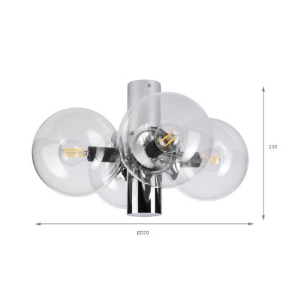 Plafoniera SFERIO 4xE14/5W/230V cromo lucido/trasparente