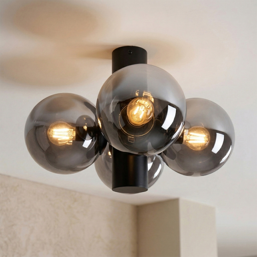 Plafoniera SFERIO 4xE14/5W/230V nero/nero fumé