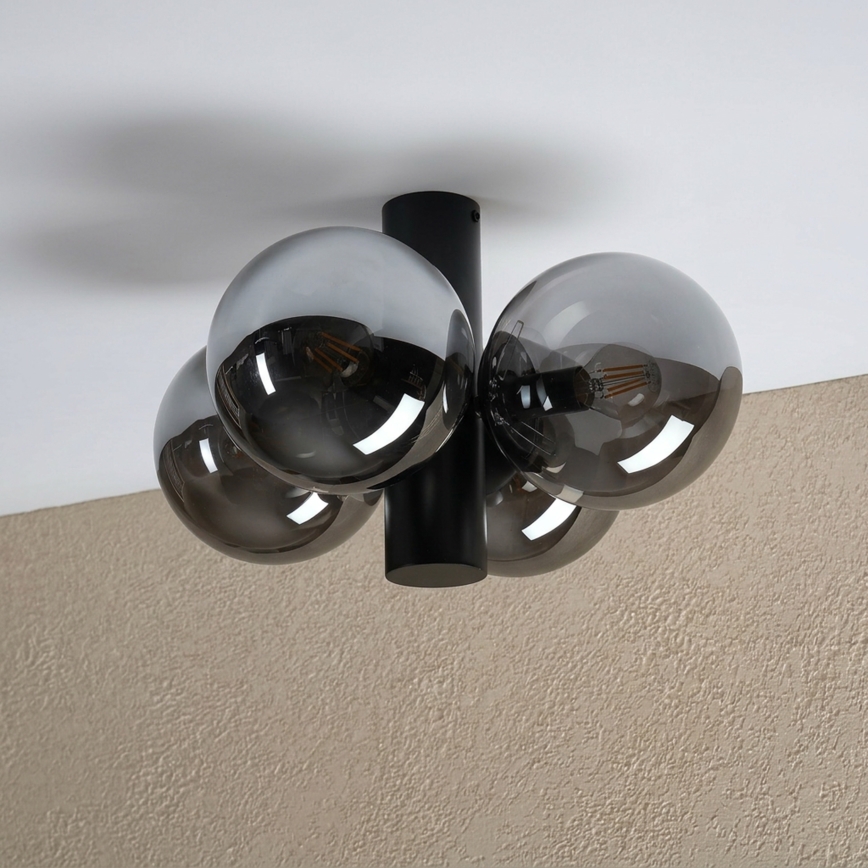 Plafoniera SFERIO 4xE14/5W/230V nero/nero fumé