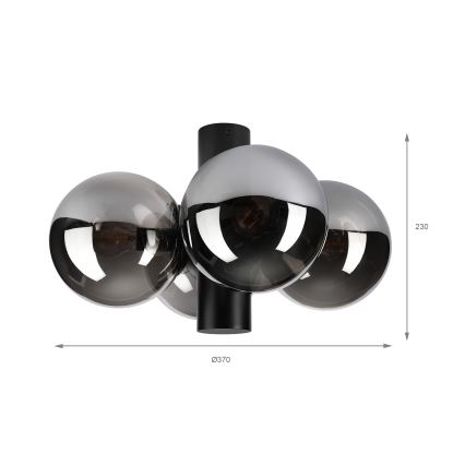 Plafoniera SFERIO 4xE14/5W/230V nero/nero fumé