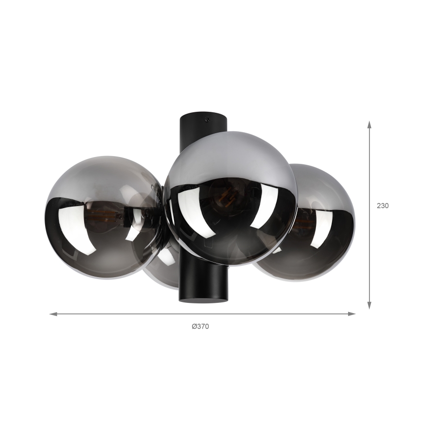 Plafoniera SFERIO 4xE14/5W/230V nero/nero fumé