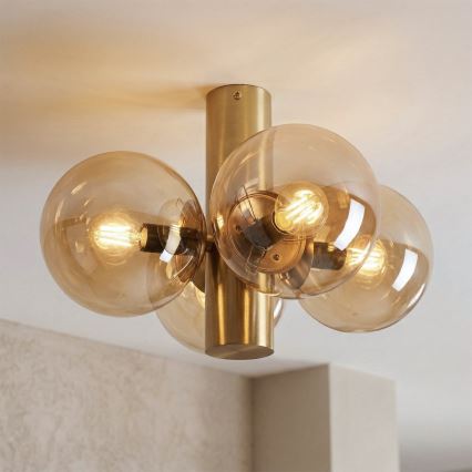 Plafoniera SFERIO 4xE14/5W/230V ottone/beige fumé