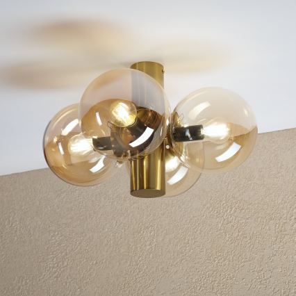 Plafoniera SFERIO 4xE14/5W/230V ottone/beige fumé